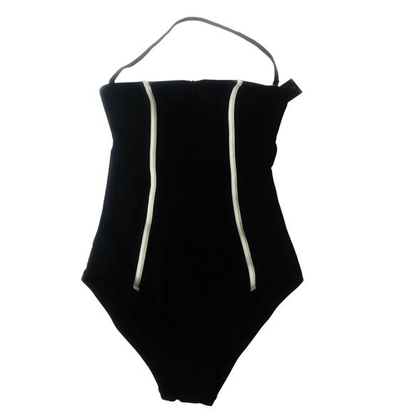 NEW Apt. 9 Bathing Suit Womens Small One Piece Swim Zipper Front  Black White - Picture 1 of 9